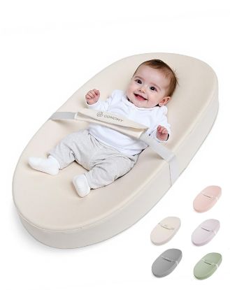 Picture of COMOMY Baby Changing Pad with Wipeable & Waterproof PU Cover, Contoured Diaper Changing Pad for Dresser with Non-Slip Safety Belt, Portable and Lightweight, Large Cushioned Foam, Beige