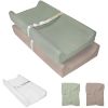 Picture of JVEOO Muslin Baby Changing Pad, 2 Pack Muslin Soft Cotton Covers & Waterproof Lining Foam Diaper Changing Table Pad 32" x 16.6" Mat for Dressers & Table