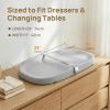 Picture of Papablic Baby Changing Pad - Soft & Wipeable Diaper Changing Table Mat for Dresser Bed Sofa, Built-in Safety Belt, Non-Slip, Waterproof, Easy to Clean - Gray, Ideal Gift for New Parents
