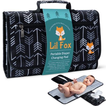 Picture of Baby Changing Pad by Lil Fox. Portable Changing Pad for Baby Diaper Bag or Changing Table Pad. One-Hand Diaper Change Pad. Baby Shower Gifts, Newborn Baby Essentials, Unisex Baby Stuff