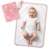Picture of Portable Diaper Changing Pad for Baby - Waterproof Compact Changing Mat with Wrist Strap - Wipeable Travel Changing Pad for Diaper Bag - Gifts for Baby Shower by PHOEBUS BABY(Pink Flowers)