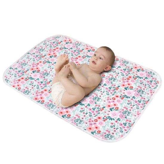 Picture of Baby Diaper Changing Pad, 21 5/8" x 31.5" Waterproof Changing Pad Liners - Reusable Soft and Absorbent Portable Changing Mat(Flower1PCS)