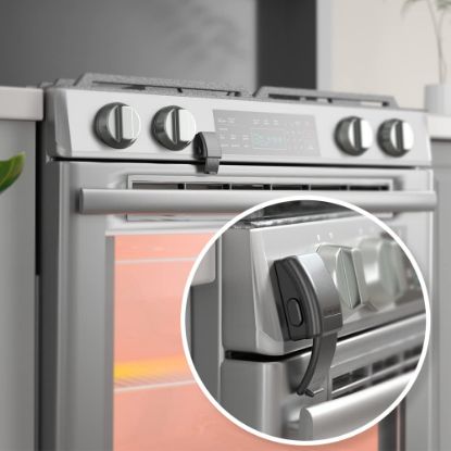 Picture of EUDEMON 1 Pack Updated Oven Front Lock,Childproof Oven Door Lock, Easy to Install & Use Durable and Heat-Resistant Material no Tools Need or Drill(Black)