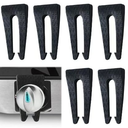 Picture of 6 Pack Gas Stove Knob Locks, Silicone Oven Knob Safety Covers Baby Proof, Gas Stove Knob Covers for Baby and Pets Safety (Black)