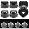 Picture of Stove Knob Safety Covers, for Knob Diameter Less Than 2.4", Unlock with Adult Two-Finger, Dual-Key Press Gas Stove Knob Locks, Upgraded Oven Lock Knob Covers for Child Safety, Black Color, Pack of 5