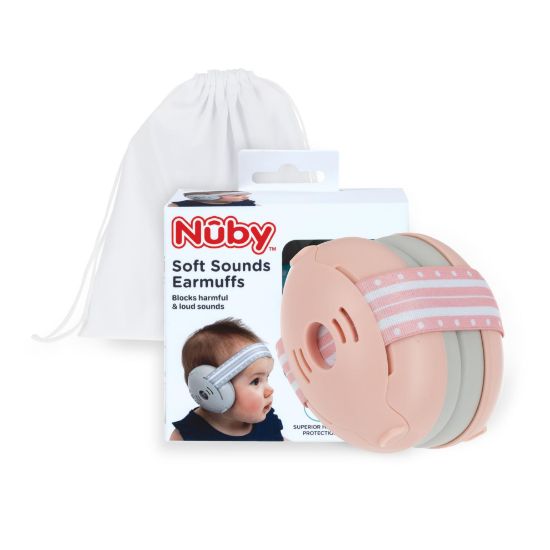 Picture of Nuby Soft Sounds - Adjustable Baby Earmuffs for Protection Against Loud Noises, Ideal for Air Shows, Fireworks, In-Flight Travel, and More! Pink Only.