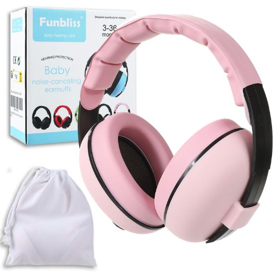 Picture of Funbliss Baby Ear Protection for Babies and Toddlers for Ages 3 to 36 Months - Noise Reduction Earmuffs - Comfortable Baby Headphones Against Hearing Damage & Improves Sleep - Pink