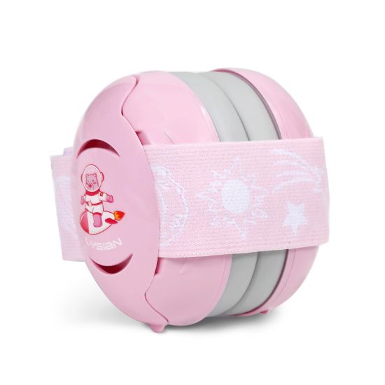 Picture of LYSIAN Pink Baby Ear Muffs Noise Cancelling with Elastic Headband, Baby Headphones Earmuffs for Infant Hearing Protection Sleeping, Nap, Travel, Games, Festival