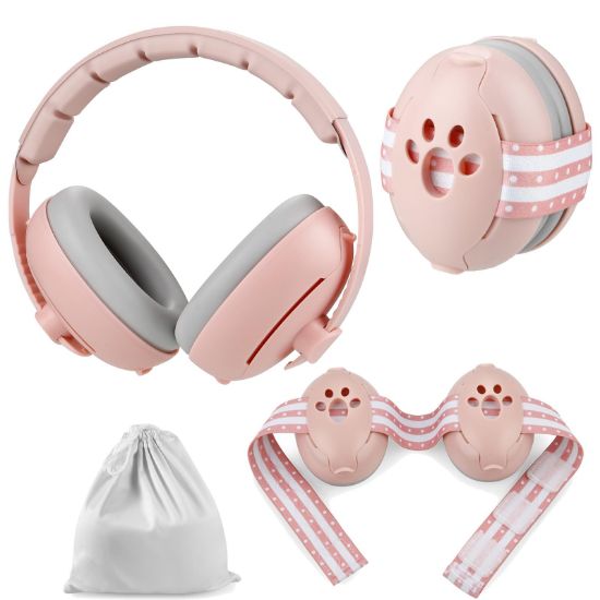 Picture of PandaEar Baby Ear Muffs, 2-in-1 Baby Ear Protection Noise Cancelling Headphones Ages 0-3 Years, Infant Hearing Protection (Pink)