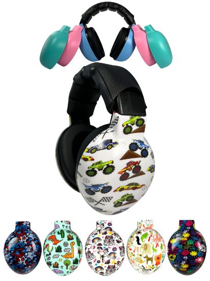 Picture of ZIPZ Baby & Toddler Earmuffs - ANSI-Certified Noise Protection, Audiologist-Recommended, Interchangeable Shells (0-4 Yrs) - Cars/Trucks