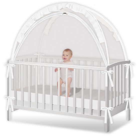 Picture of Crib Tent - Crib Net to Keep Baby in, Stop Baby from Climbing Out of Crib, Pop Up Crib Tent with Durable Breathable Net Double Zipper Strong Rods Installation Convenience