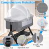 Picture of Bassinet Mosquito Net Cover - Half-Blackout Mosquito Net for Baby Crib & Bedside Sleeper, Breathable Crib net with 2-Way Zipper, Sun-Blocking Baby Mosquito Net Cover (Gray-Small)