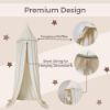 Picture of Wonder Space Kids Bed Canopy with Ruffles, Pastel Neutral Color for Boys & Girls, Frilled Cotton Tent Nursery Room Baby Crib Hanging Curtain Mosquito Netting Children Reading Nook Decoration (Ivory)