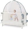 Picture of Baby Crib Tent Safety Net, Durable Strong Self-Locking Zippers, Protects from Climbing Out and, Insects, Mosquitoes, Installs with Rods (Crib 52.25" - 28.25")