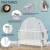 Picture of Baby Crib Tent Safety Net, Durable Strong Self-Locking Zippers, Protects from Climbing Out and, Insects, Mosquitoes, Installs with Rods (Crib 52.25" - 28.25")