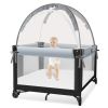 Picture of Zkaitoy Pack N Play Tent - Mini Crib Tent to Keep Baby from Climbing Out - Crib Net to Keep Baby in - Pop Up Breathable Cribs Cover - Canopy with Upgrade Strong Mesh and Durable Zipper (Gray, Small)