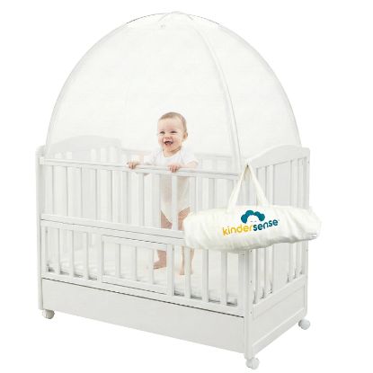 Picture of KinderSense - Baby Safety Crib Tent - Premium Toddler Crib Topper to Keep Baby from Climbing Out - See Through Mesh Crib Net - Mosquito Net - Pop-Up Crib Tent Canopy