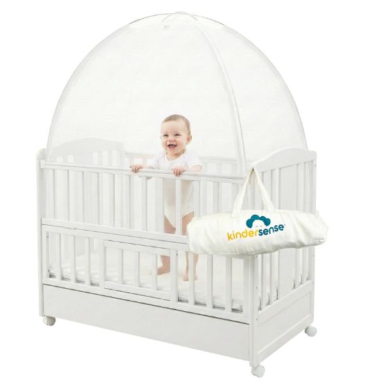 Picture of KinderSense - Baby Safety Crib Tent - Premium Toddler Crib Topper to Keep Baby from Climbing Out - See Through Mesh Crib Net - Mosquito Net - Pop-Up Crib Tent Canopy