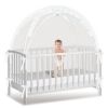 Picture of Crib Tent to Keep Baby from Climbing Out, Crib Net to Keep Baby in - Mesh Climbing Prevention, Pop Up Tent with Two-Way Self-Locking Metal Zipper (White, Large)