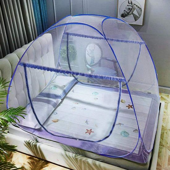Picture of Portable Pop-Up Mosquito Net Tent for Bed Baby Adults Trip, L79 x W71 x H59 inch Large Folding Mosquito Netting with Net Bottom, 2 Entries, Suit for Twin to King Size Bed