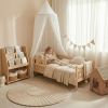 Picture of LOAOL Bed Canopy with Pom Pom Cotton Canopy for Kids Crib Baby Girl Netting Cover Canopy Crib Curtain Reading Nook Hanging Tent Nursery Play Game Castle Room Decoration (White)