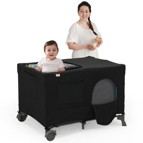 Picture of Pamo Babe Blackout Cover for Pack and Play - Baby Playard Cover, Breathable Netting for Indoor or Outdoor Tent