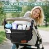 Picture of Guiseapue Universal Stroller Organizer with Cup Holder: Stroller Caddy Accessories with Detachable Phone Bag Fit for Uppababy, Non-Slip Straps, Walker Accessories, First Mothers Day Gifts for New Mom