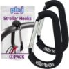 Picture of Stroller Hooks for Hanging Diaper Bags - Mommy Stroller Clip and Stroller Accessories Organizer Hook - Large Carabiner Clips for Mom Purse Shopping Grocery Bag and Accessory - (2 Pack) (Carabiner)