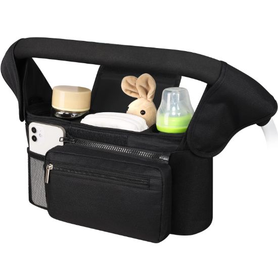Picture of Accmor Universal Stroller Organizer with Insulated Cup Holder Detachable Phone Bag and Shoulder Strap,Stroller Bag Caddy Organizer Fits for Uppababy, Baby Jogger, Britax Strollers