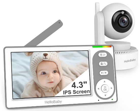Picture of HelloBaby 4.3'' Video Baby Monitor with 30 Hours Battery, Remote Pan-Tilt-Zoom Baby Monitor No WiFi, Baby Monitor with Camera and Audio, Night Vision, ECO Mode, Two-way Talk, 8 Lullabies, 1000ft Range