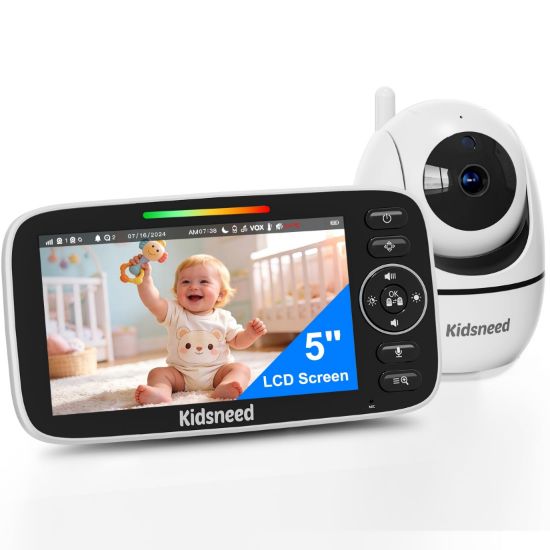 Picture of Kidsneed Baby Monitor with Camera and Audio - 5 inch 720P Video Baby Monitor, No WiFi, 48H Battery Life, Night Vision, Two Way Talk, Remote Pan Tilt Zoom, Thermal Monitor1000 ft Range 530