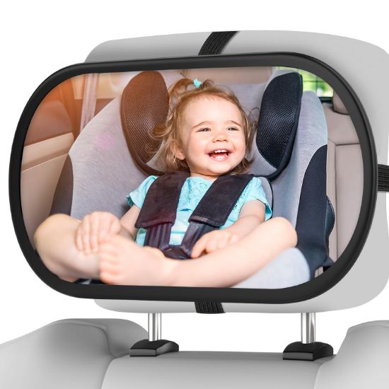 Picture of BOEYOS Baby Car Mirror, Safety Car Seat Mirror for Rear Facing Infant, Clear Wide View, 360Rotation, Easily Observe the Baby Move, Secure, Shatterproof, Crash Tested and Certified (Black)