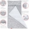 Picture of Moonsea Toddler Nap Mat with Pillow and Fleece Minky Blanket Grey, Lightweight and Soft Perfect for Toddlers Preschool, Daycare, Travel Sleeping Bag for Girls, 21" x 50" Fit on a Standard Cot