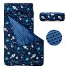 Picture of beeweed Toddler Nap Mat, Rollup Design Kid Sleeping Mat with Removable Pillow & Minky Blanket, Toddler Sleeping Bag for Daycare Preschool Travel Camping, Space Ship