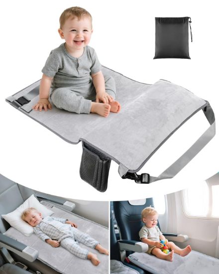 Picture of ANYSWEET Toddler Airplane Bed, Portable Airplane Travel Bed for Kids, Soft Baby Plane Travel Essentials for Flying, Toddlers Long Flight Must Haves Footrest