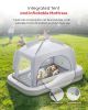 Picture of QPAU Inflatable Toddler Travel Bed with Tent, Portable Kids Air Mattress with Safety Sides, Ideal for Home, Grandma's, Camping, Traveling -Includes Fast Electric Pump (Gray)