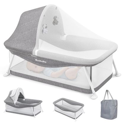 Picture of Ezebaby Portable Travel Bassinet for Baby 0-5 Months, Foldable Newborn Bassinet Baby Bed Infant Crib with Padded Mattress, Canopy, Mosquito Net, Carrying Bag