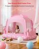 Picture of QPAU Princess Inflatable Toddler Bed with Tent, Blow Up Toddler Travel Bed with Sides, Portable Kids Air Mattress for Girls, Ideal for Home, Grandmas, Camping & Sleepovers - Includes Electric Pump