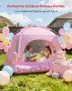 Picture of QPAU Princess Inflatable Toddler Bed with Tent, Blow Up Toddler Travel Bed with Sides, Portable Kids Air Mattress for Girls, Ideal for Home, Grandmas, Camping & Sleepovers - Includes Electric Pump