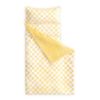 Picture of Wake In Cloud - Toddler Nap Mat with Pillow and Minky Fleece Blanket, for Kids Boys Girls Ages 3 Plus in Daycare Preschool, Roll Up Sleeping Bag, Gingham Grid Checkered, Yellow White, Standard