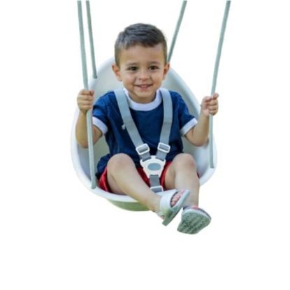 Picture of Swurfer Coconut Toddler Swing Comfy Baby Outdoor, 3- Point Adjustable Safety Harness, Secure, Safe Quick Locking System, Blister-Free Rope, Easy Installation, Ages 9 Months and Up, Ivo, White