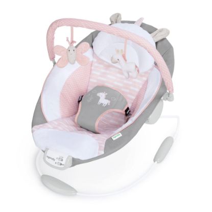 Picture of Ingenuity Soothing Baby Bouncer Infant Seat with Vibrations, -Toy Bar & Sounds, 0-6 Months Up to 20 lbs (Pink Flora the Unicorn)