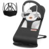 Picture of HKAI Baby Bouncer, Portable Baby Bouncer Seat for Babies 0-18 Months, Cotton Fabrics, 3 Modes of use with Rocker and Stationary Options, Infant Rocker Chair with Hanging Toys-Dark Grey