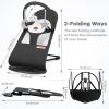Picture of HKAI Baby Bouncer, Portable Baby Bouncer Seat for Babies 0-18 Months, Cotton Fabrics, 3 Modes of use with Rocker and Stationary Options, Infant Rocker Chair with Hanging Toys-Dark Grey