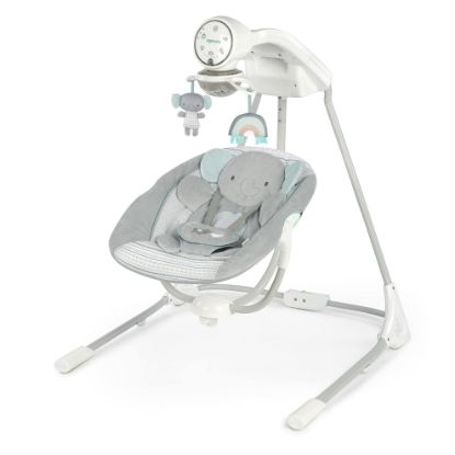 Picture of Ingenuity InLighten 5-Speed Baby Swing - Swivel Infant Seat, 5 Point Safety Harness, Nature Sounds, Lights - Van Elephant