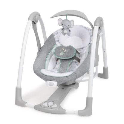 Picture of Ingenuity ConvertMe 2-in-1 Compact Portable Automatic Baby Swing & Infant Seat, Battery-Saving Vibrations, Nature Sounds, 0-9 Months 6-20 lbs (Swell)