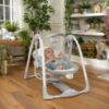 Picture of Ingenuity ConvertMe 2-in-1 Compact Portable Automatic Baby Swing & Infant Seat, Battery-Saving Vibrations, Nature Sounds, 0-9 Months 6-20 lbs (Swell)