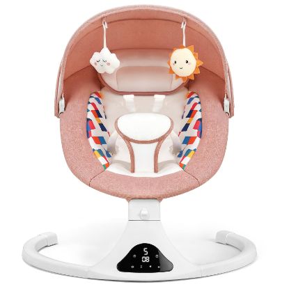 Picture of Baby Swings for Infants, Pink Infant Swing with 5 Speeds, 12 Soothing Melodies, Bluetooth & Remote Control, Portable Baby Swing for Indoor and Outdoor (Pink)