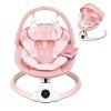 Picture of Uuoeebb Baby Swing for Infants, Portable Electric Baby Swings with Bluetooth, 5 Swing Speed, 10 Lullabies, 5-Point Harness, Remote Control & Touch Panel - Infant Swing for Indoor & Outdoor Use, Pink