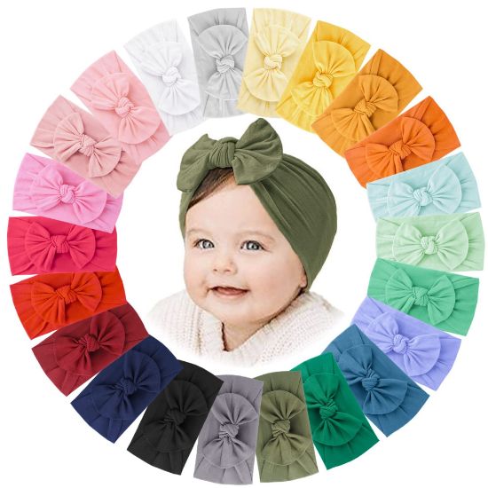 Picture of Jesries 22 PCS Baby Headbands Soft Nylon Hairbands with Bows Girls Hair Accessories for Newborn Infant Toddler Kids Handmade